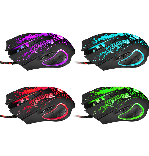 USB Wired Gaming Mouse 5500DPI Adjustable 7 Buttons LED Backlit Professional Gamer Mice Ergonomic Computer Mouse for PC Laptop